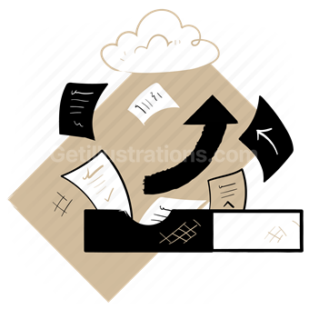 cloud, transfer, upload, file, files, paper tray, document