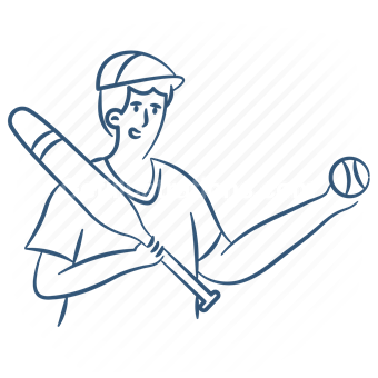 baseball, bat, ball, sport, fitness, activity, man