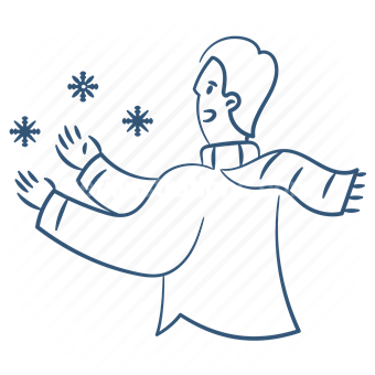 snow, snowflake, winter, forecast, temperature, scarf, man