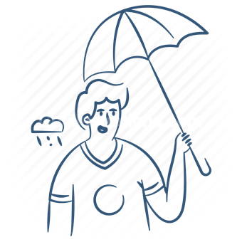 umbrella, cloud, cloudy, rain, raining, man, protection, insurance