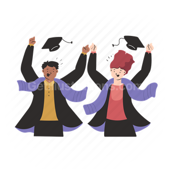 graduate, graduation, man, woman, knowledge, cap, gown