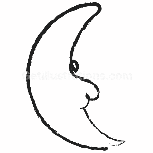 moon, doodle, handdrawn, draw, line, lines, brush