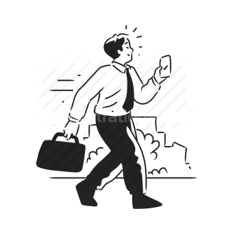 businessman, walking, coffee, hurry, city, Vector illustration