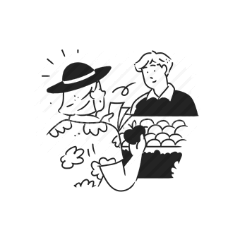 workers, agriculture, farming, hat, sweater, Vector illustration