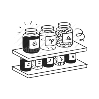 shelf, jars, storage, organization