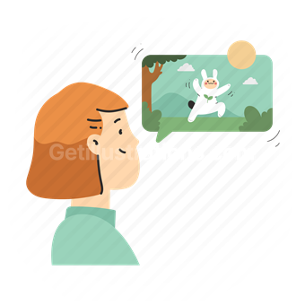 personal, eco, awareness, woman, forest, rabbit