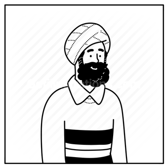 man, male, guy, turban, beard, bearded, dark hair, sweater