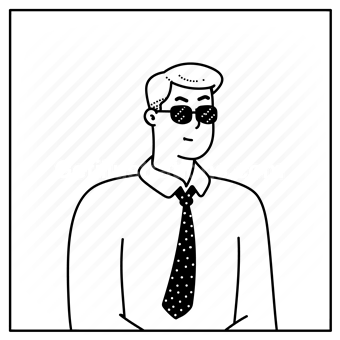 man, male, person, people, tie, shirt, sunglasses, incognito, hidden, hide, spy