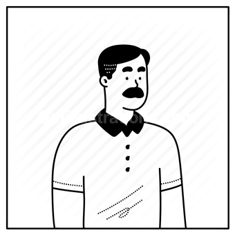 moustache, mustache, tshirt, shirt, man, male, person, people, dark hair