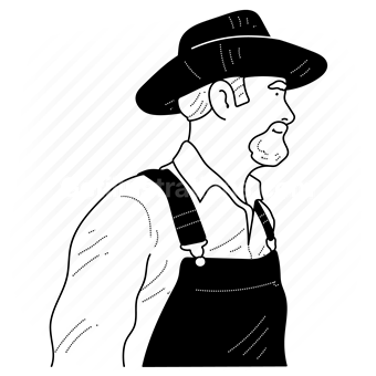 farmer, farming, hat, overalls, man, cowboy, occupation