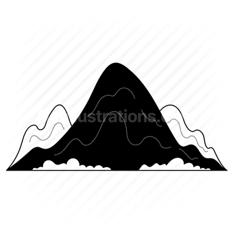 mountain, landscape, mountains, dark, elements, element