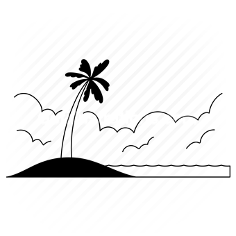 palm, tree, landscape, outdoors, island, beach, sea, ocean, ldark