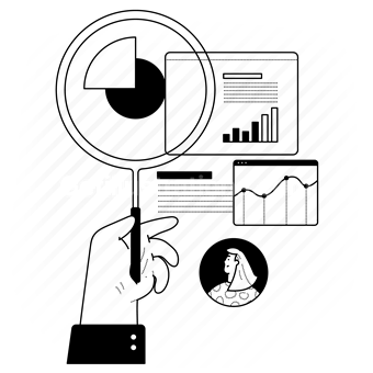 data, database, graph, chart, analytics, statistics, search, magnifier