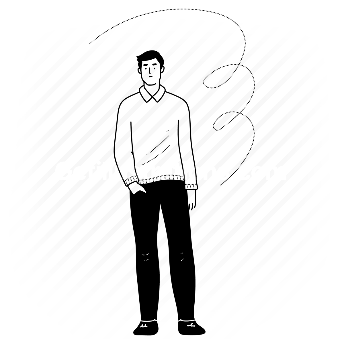 Premium Vector | Sweater man casual pose line cartoon illustration