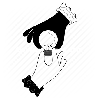 lightbulb, idea, thought, hand, gesture, share, sharing, handover