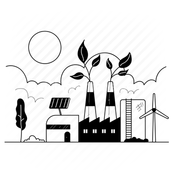production, factory, environmental, green, eco, windmill, solar, power, energy