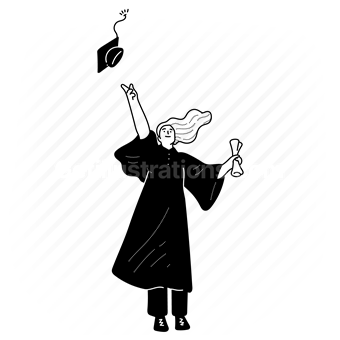 graduation, graduate, woman, girl, diploma, certificate, university, accomplishment