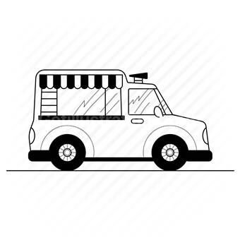 food truck, truck, van, vehicle, transport, meal, street vendor