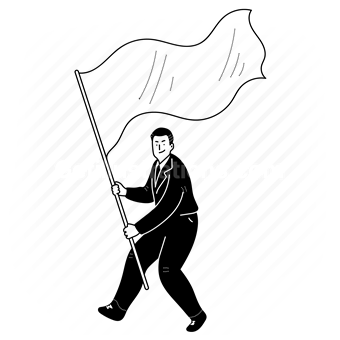man, flag, waving, gesture, holiday, event, suit, people