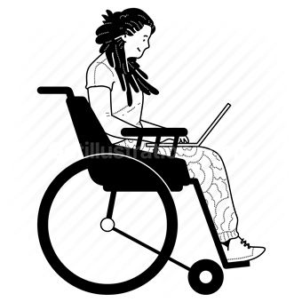 wheelchair, disability, disabled, unable to walk, laptop, computer