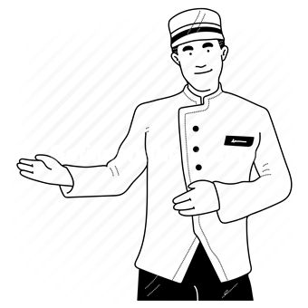 bellboy, customer, service, hotel, guest, accommodation, gastronomy, man