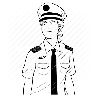 pilot, flight, airport, uniform, suit, tie, hat, flight attendant, woman