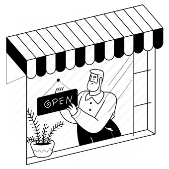 shop, store, open, opening, time, schedule, man, people