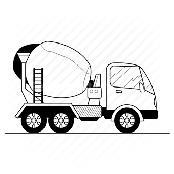 vehicle, transport, construction, cement, mixer, machine, equipment