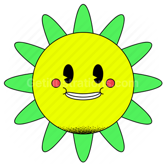 emoji, emoticon, smiley, sticker, smile, happy, flower, floral, nature