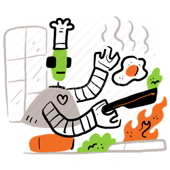 robot, robotics, chef, cooking, pan, kitchen
