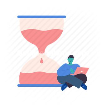 hourglass, time, timer, deadline, laptop, computer