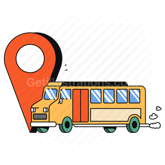 transport, bus, destination, marker, pin, travel, public