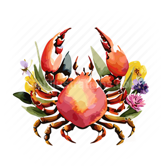 animal, crab, cancer, horoscope, astrology, nature, flower, floral, plants
