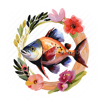 animal, fish, pisces, horoscope, astrology, nature, flower, floral, plants
