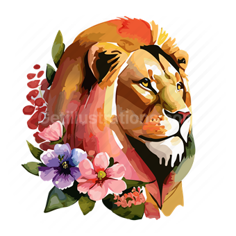 animal, wildlife, lion, leo, horoscope, astrology, nature, flower, floral, plants