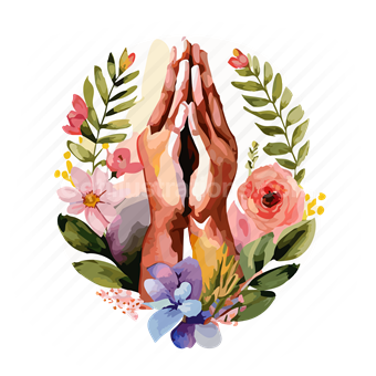 hand, gesture, prayer, pray, plant, petals, leaf, nature, flower, floral, plants