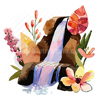 waterfall, water, aquarius, horoscope, astrology, nature, floral, plants