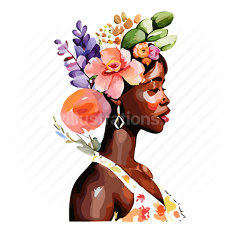 african, woman, female, people, person, nature, flower, floral, plants
