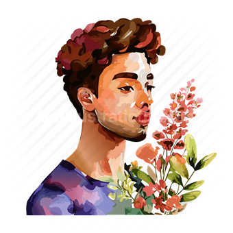 man, male, people, person, nature, flower, floral, plants