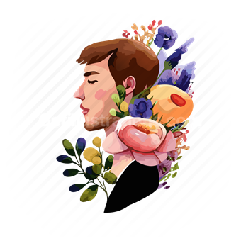 man, male, person, people, nature, flower, floral, plants