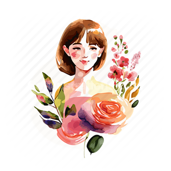 woman, female, people, person, rose, nature, flower, floral, plants