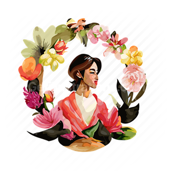 woman, female, person, people, short hair, nature, flower, floral, plants