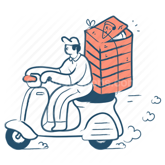 food, pizza, deliver, scooter, logistic, order, take out