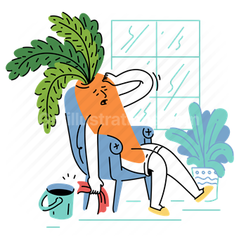 bucket, rest, activity, home, chair, armchair, carrot