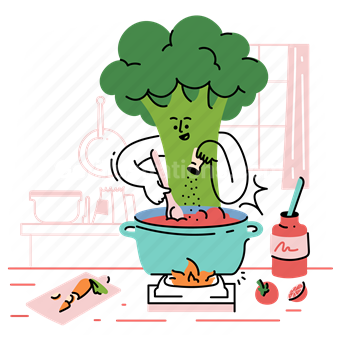 cooking, cook, broccoli, kitchen, activity, pan, sauce