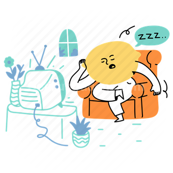 sleep, tv, television, lemon, tired, home, entertainment