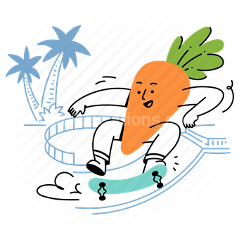 skateboard, skateboarding, sport, activity, carrot