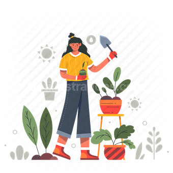 agriculture, gardening, plants, plant, sun, water, sunny, woman, people