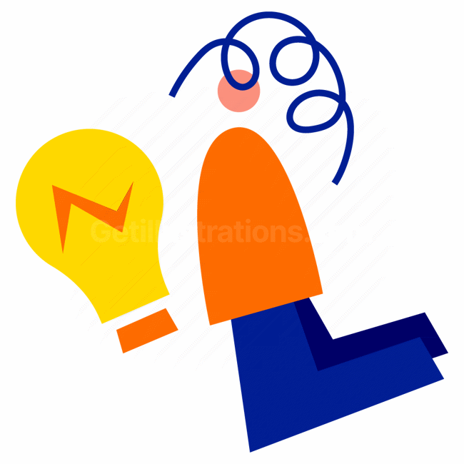 lightbulb, light, bulb, idea, thought, people, person, character