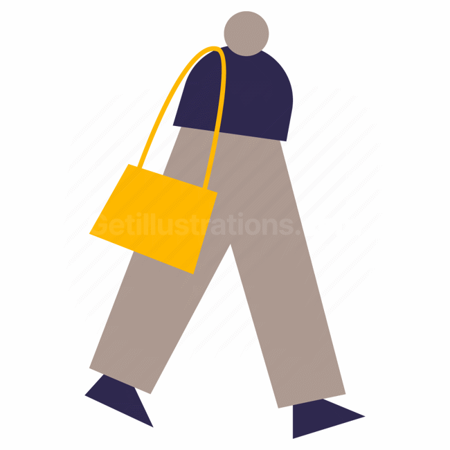 people, bag, person, handbag, character, walk, walking